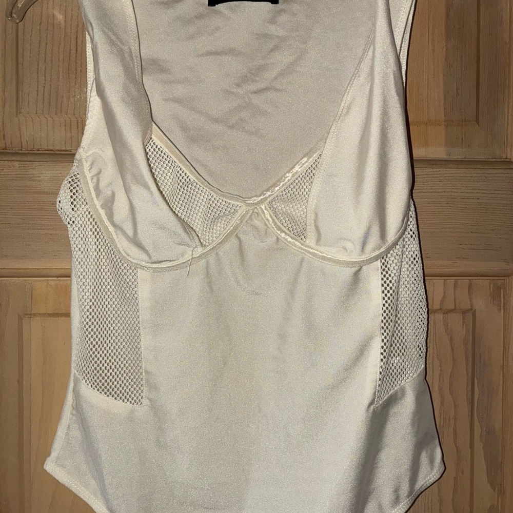 AKIRA Cream Mesh Bodysuit